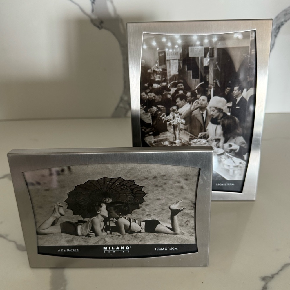 Set of 2 Milano Silver Plated Picture Frames, 4x6 and 5x7 + a bonus silver frame